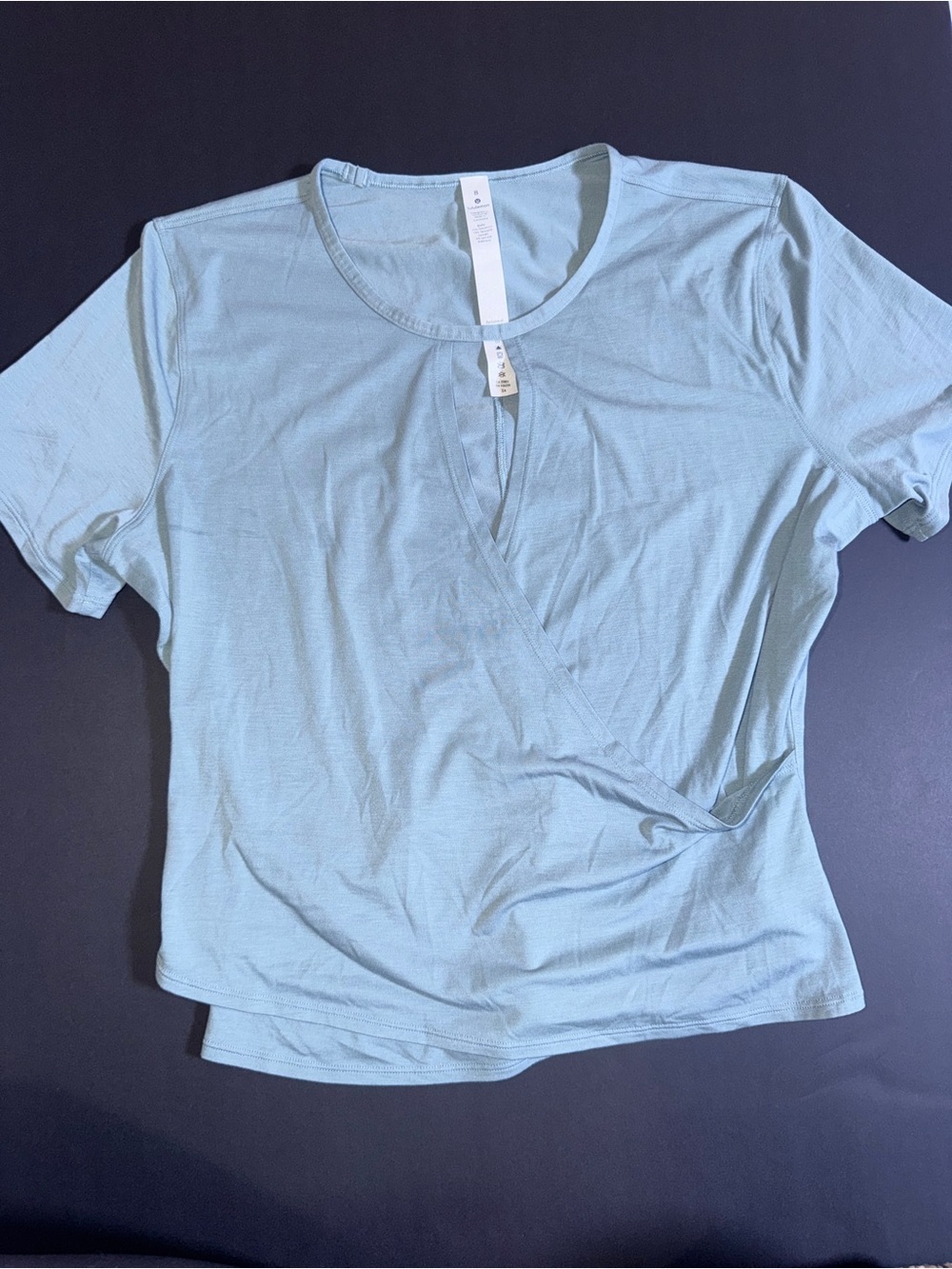 Lululemon Light Blue Women's Short Sleeve Wrap Front Top